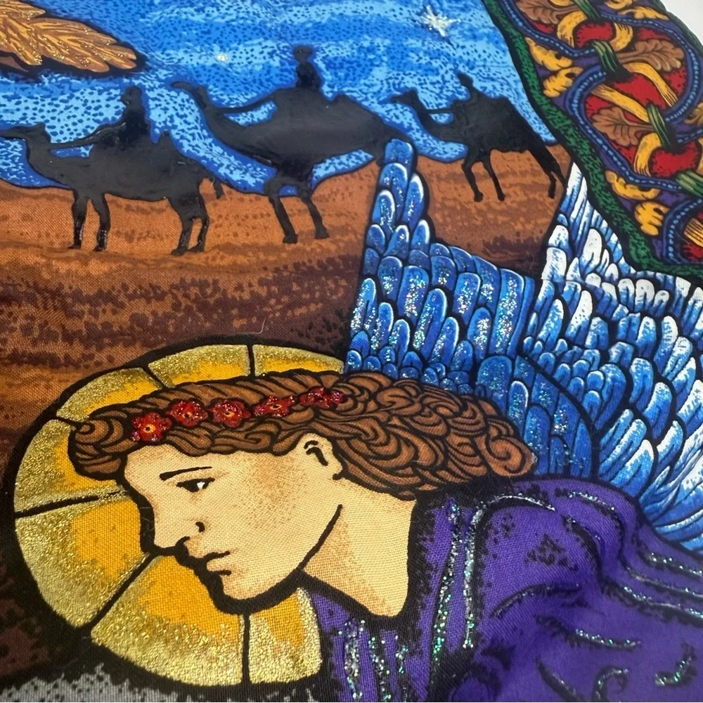 Christmas Nativity VIP Cranston Print Works Wall Hanging with Glitter Paint